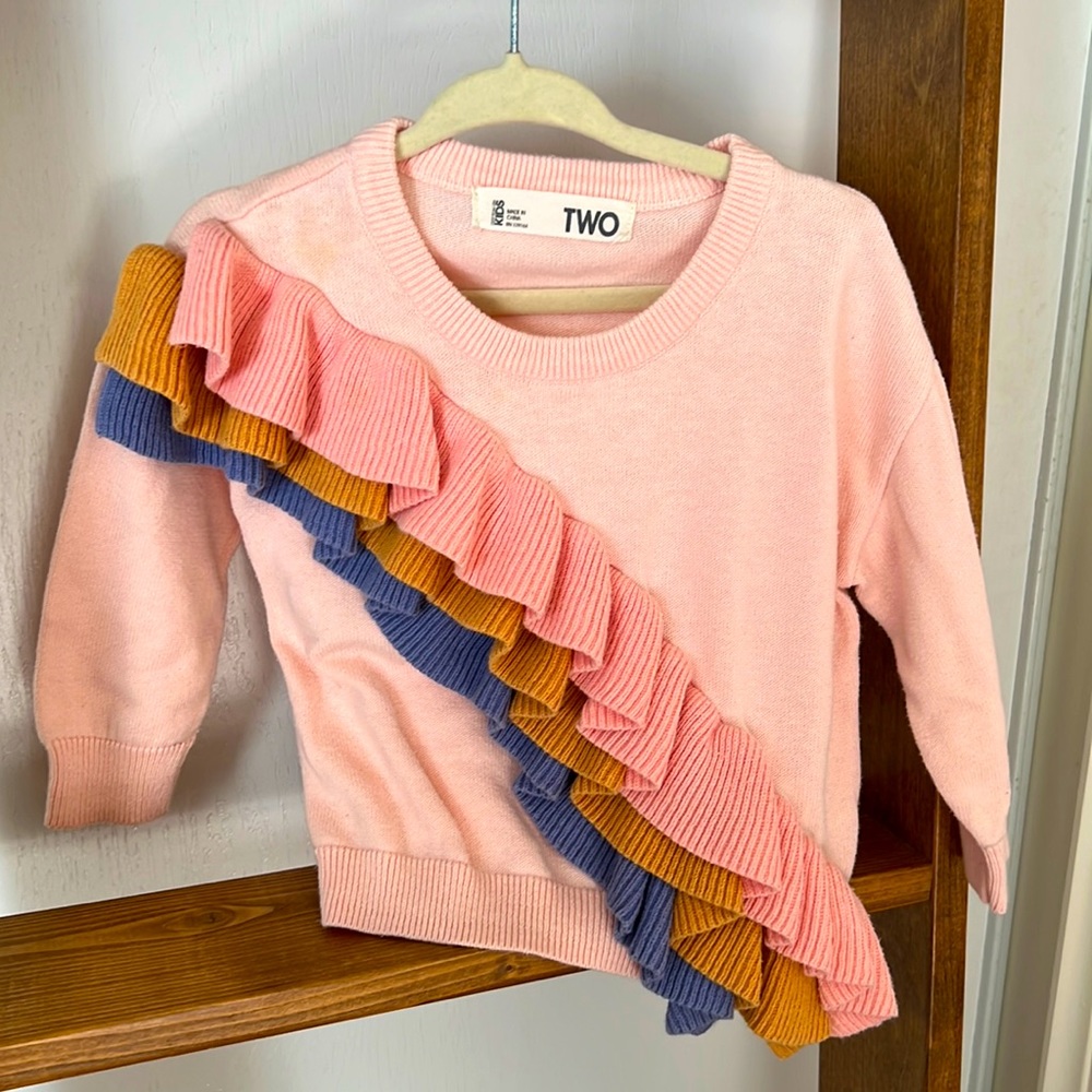 🌈 Cotton On Kids Sweater with FABULOUS Ruffle Detail Size 2